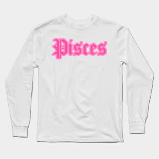 Pisces Zodiac Pink Astrology Aesthetic Long Sleeve T-Shirt